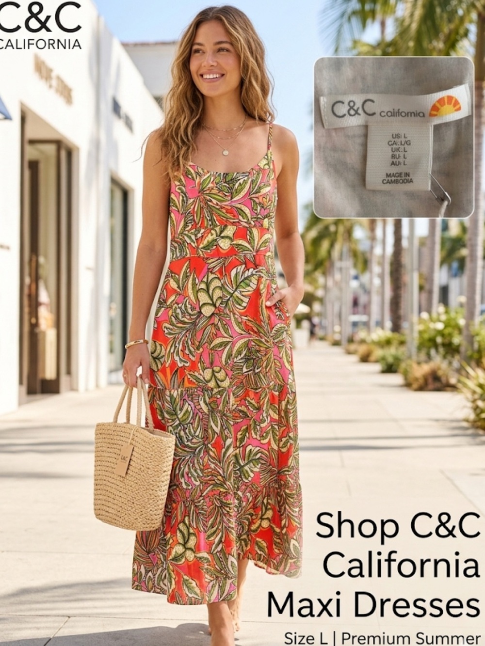 C&C California Multicolor Braided-Strap Dress with Sun Tag